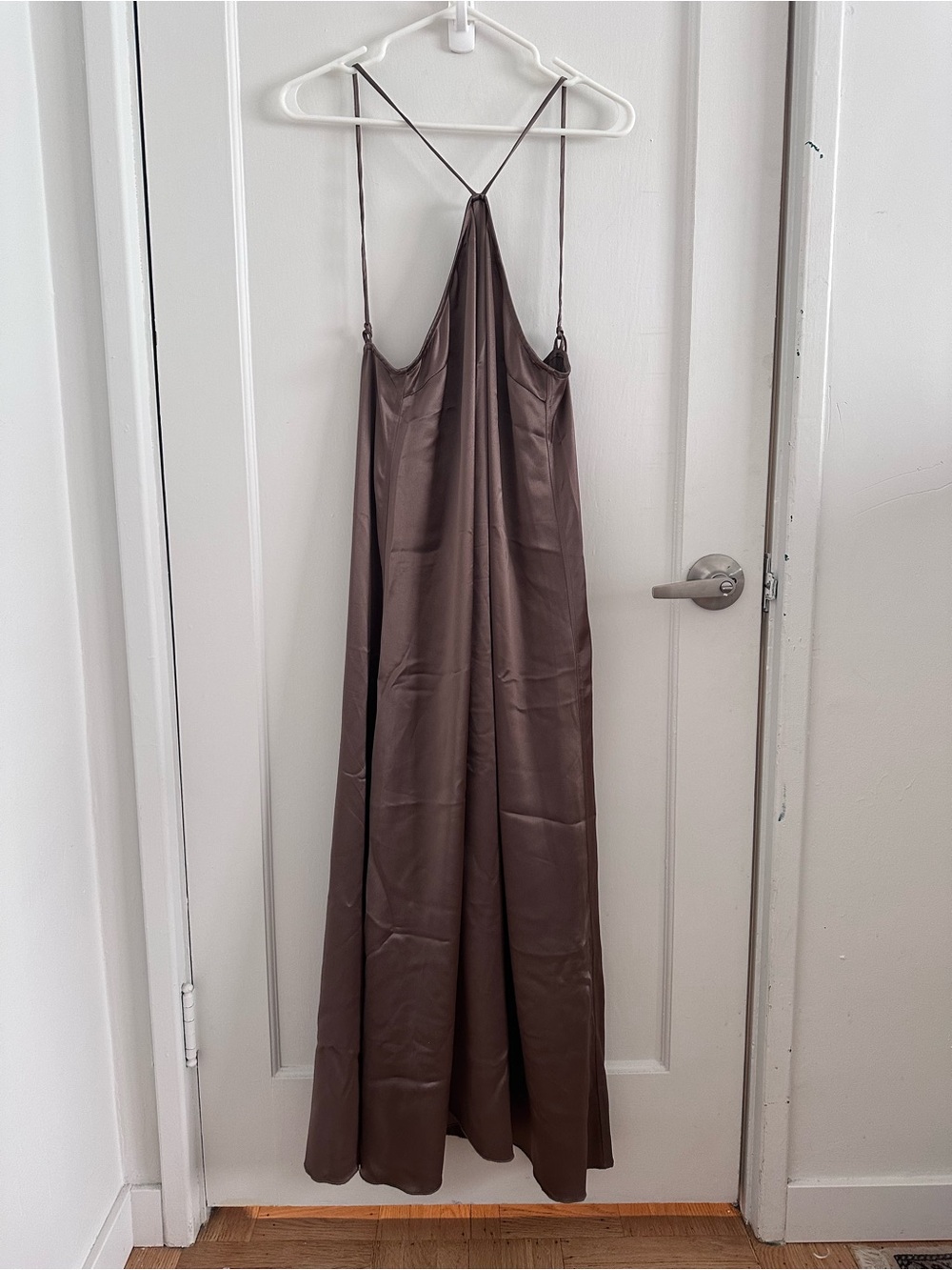 By Malene Birger Satin Slip Dress in Brown